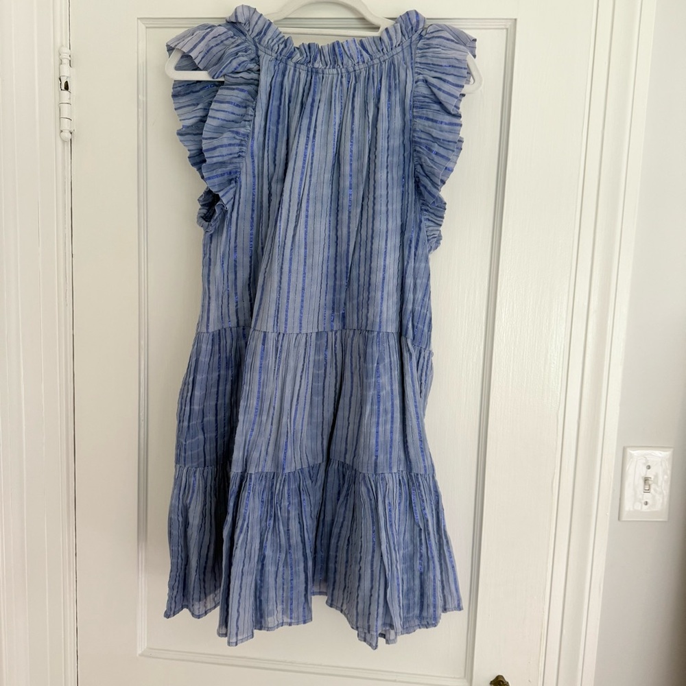 Saylor Aggy Dress Blue Metallic Stripe